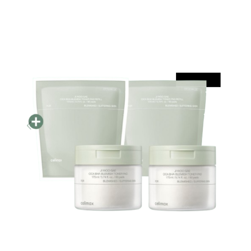 Celimax Ji Woo Gae Cica BHA Blemish Toner Pad 60ea*2pcs+refill 2pcs