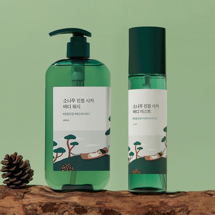 ROUND LAB Pine Calming Cica Bodywash 400ml X Body Mist 150ml product image