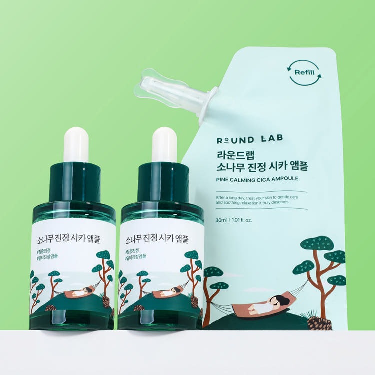 ROUND LAB Pine Calming Cica Ampoule 30ml 2ea + Refill 30ml product image