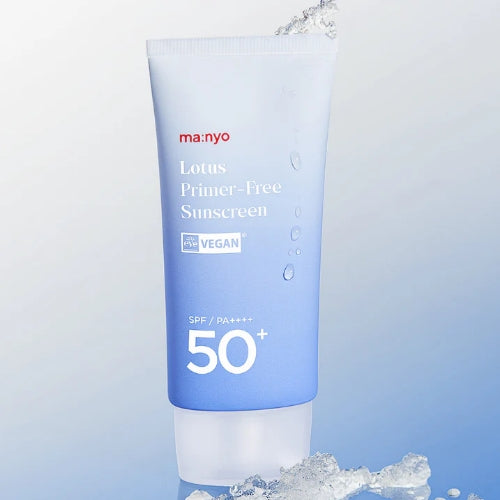 Manyo Lotus Primer Free Sunscreen 50ml lightweight Korean sunscreen with primer-like finish