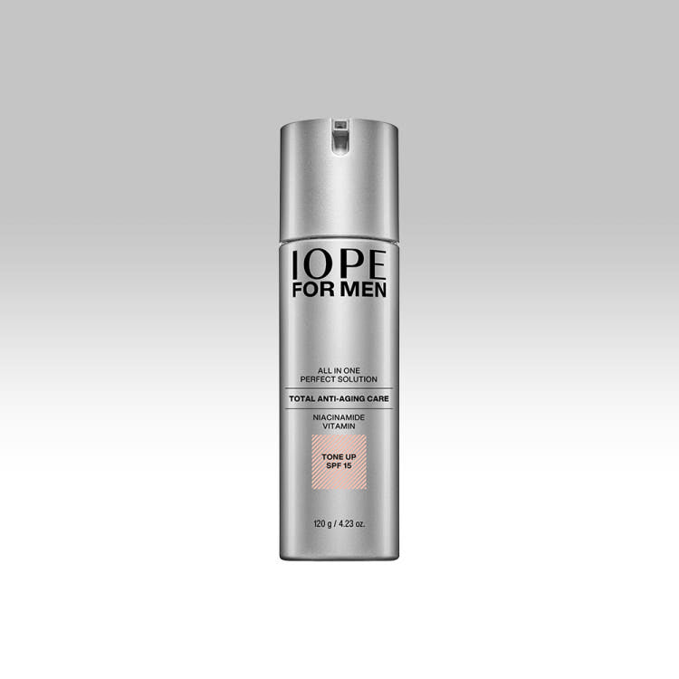 IOPE For Men Perfect Solution Total Anti Aging Tone Up All In One 120g - Men's tone-up all-in-one moisturizer