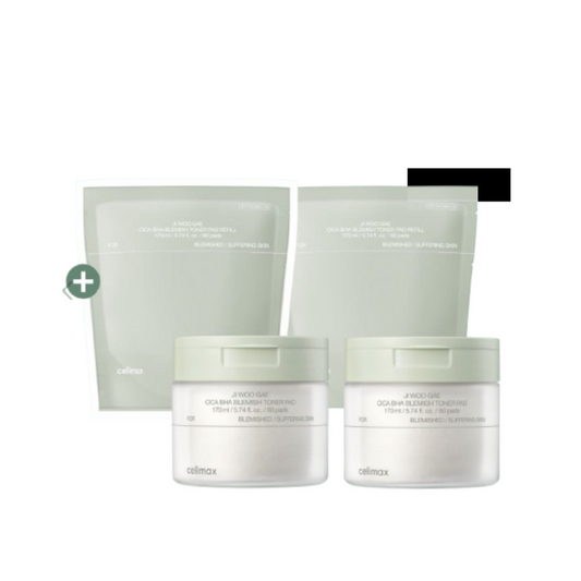 Celimax Ji Woo Gae Cica BHA Blemish Toner Pad 60ea*2pcs+refill 2pcs