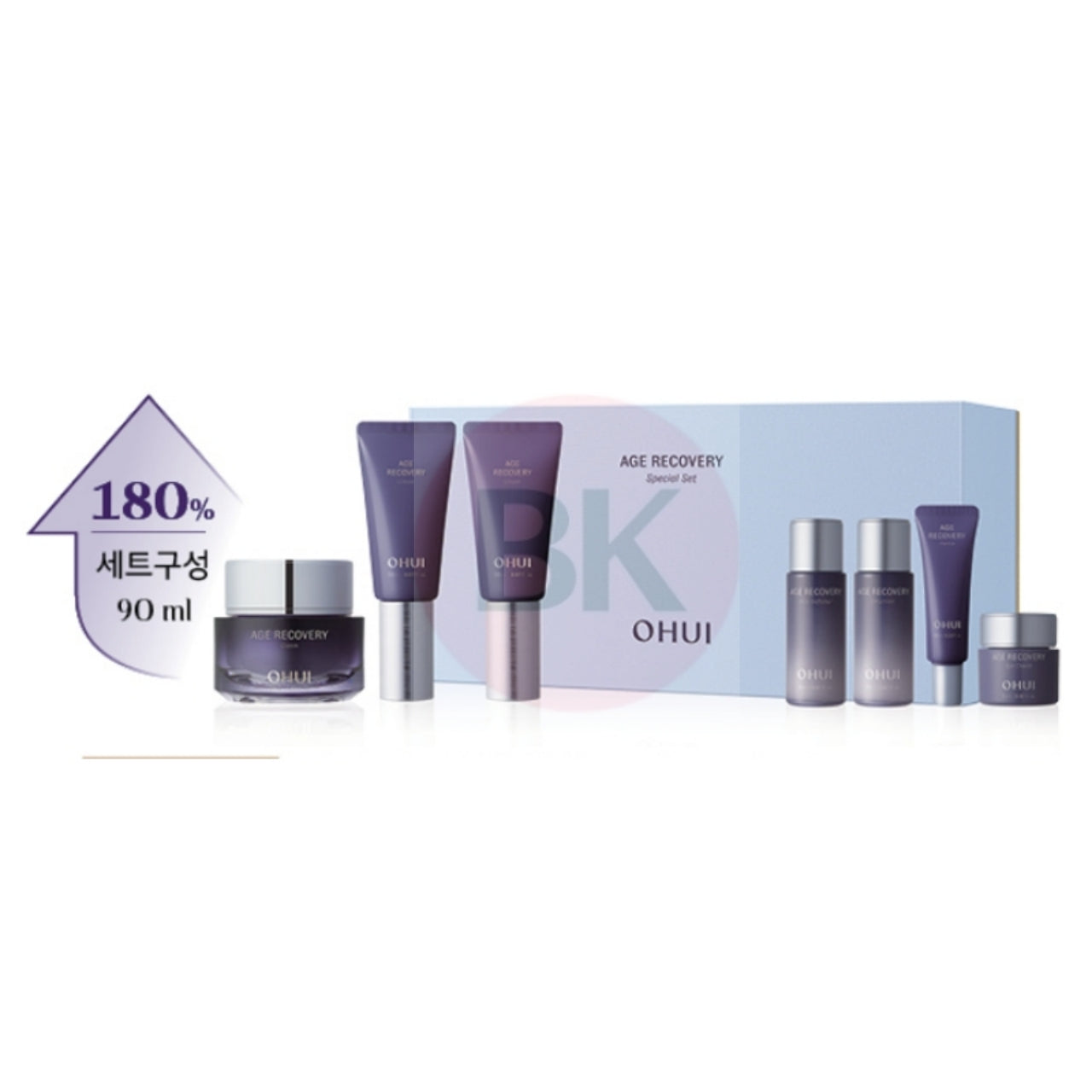 OHUI Age Recovery Cream Large Set with 50ml cream, two 20ml cream minis, skin softener, emulsion, essence, and eye cream