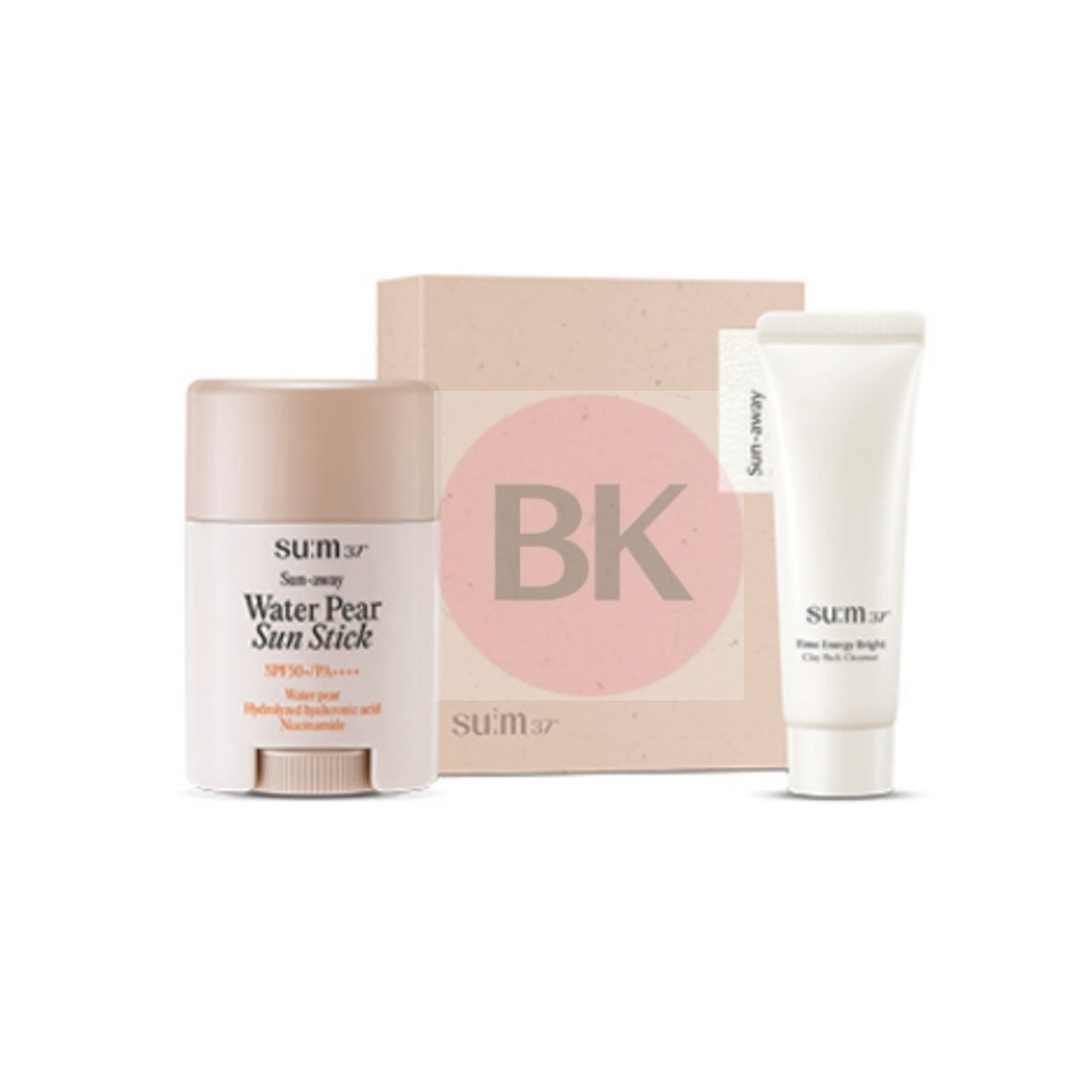SUM37 Sun Away Water Pear Cooling Sun Stick Set with Water Pear Cooling Sun Stick 14g and Bright Clay Pack Cleanser 40ml